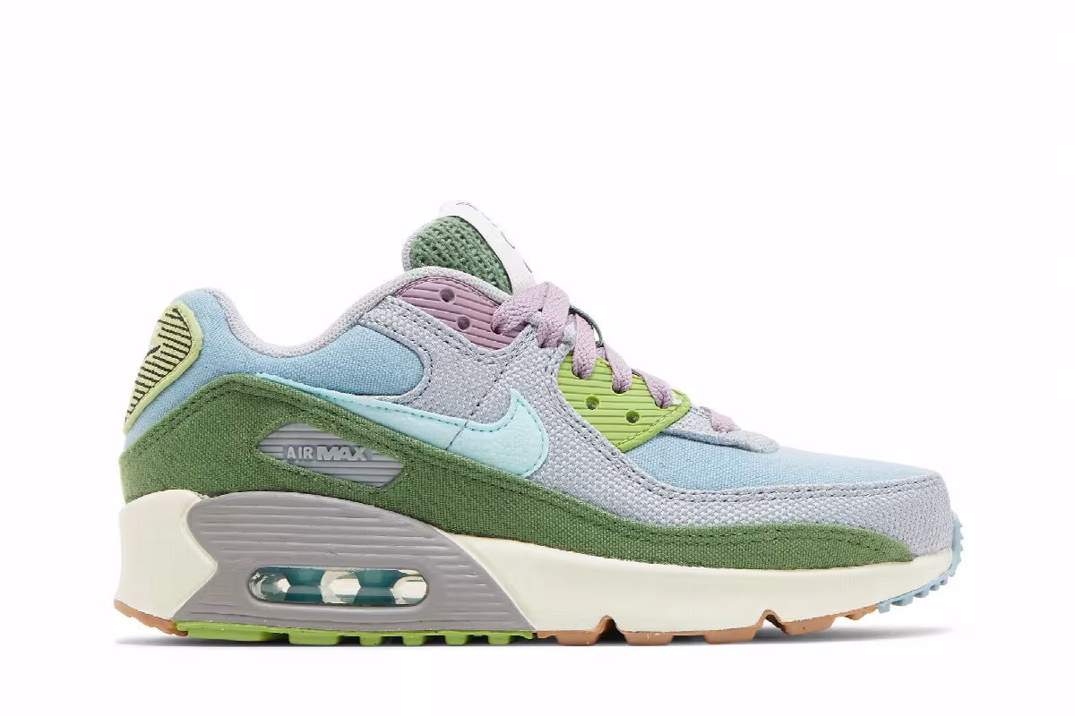 Nike Air Max 90 SE GS Sun Club - Worn Blue Treeline, view 2