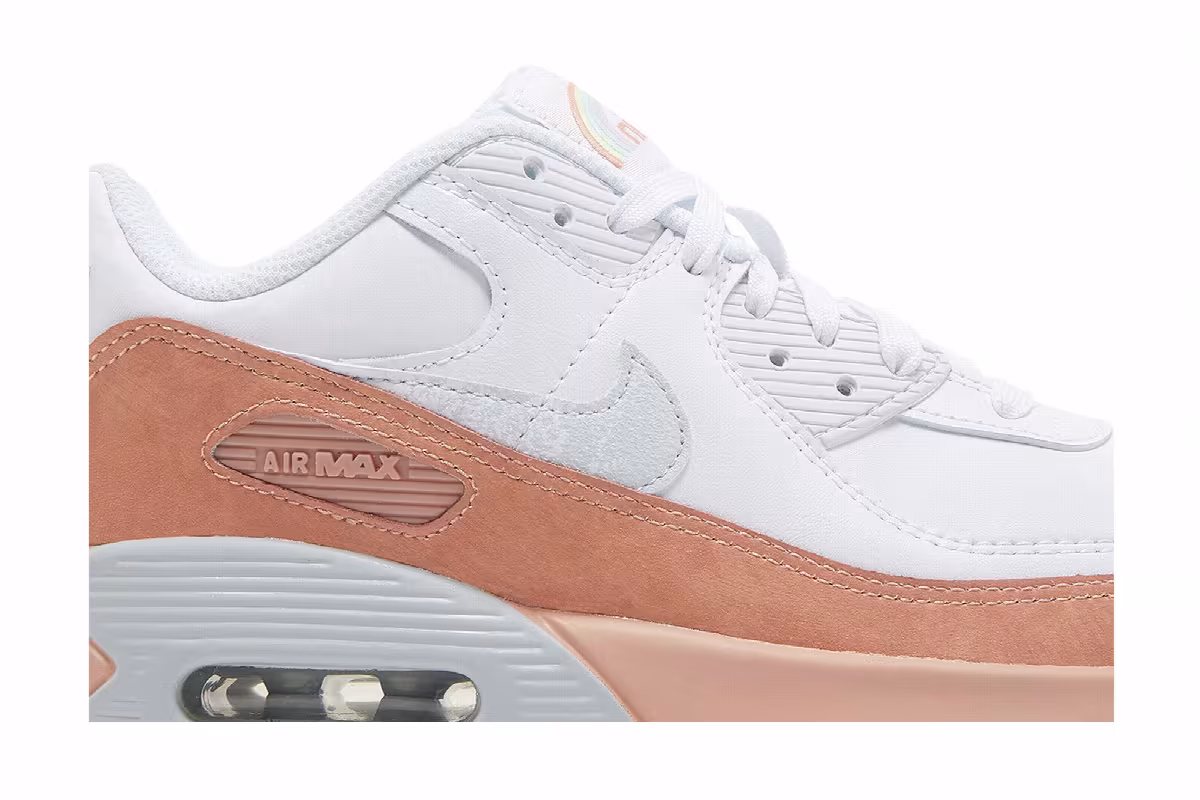 Nike Air Max 90 Leather SE GS White Light Madder Root, view 3