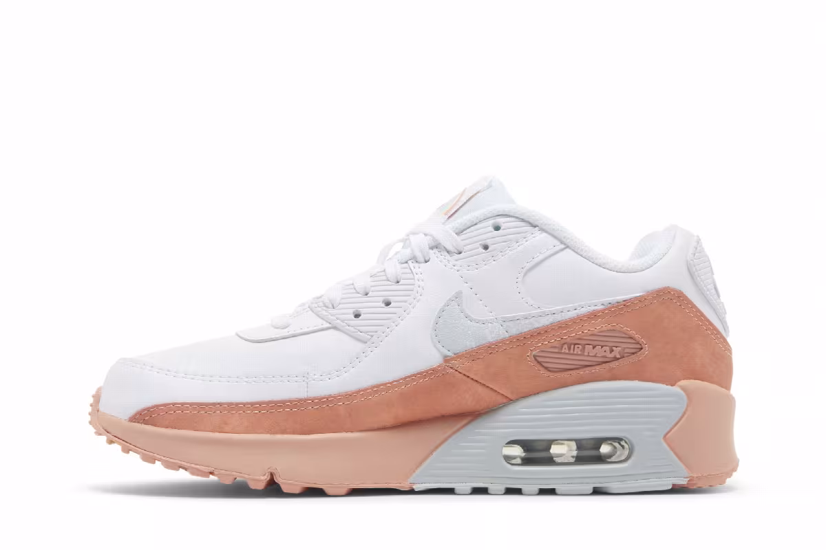 Nike Air Max 90 Leather SE GS White Light Madder Root, view 4