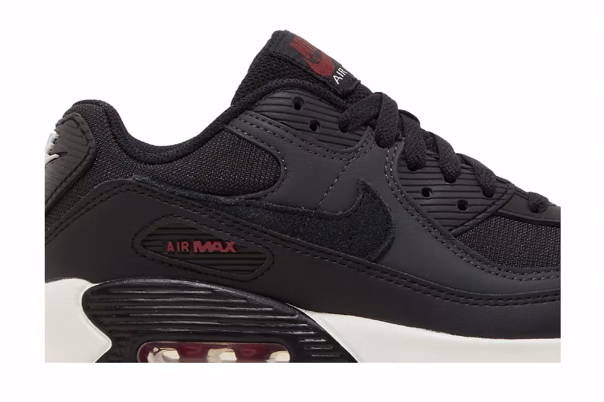 Nike Air Max 90 Leather GS Anthracite Team Red, view 3