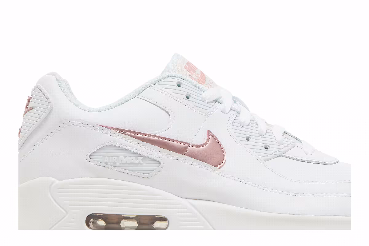 Nike Air Max 90 Leather GS White Pink Glaze, view 3