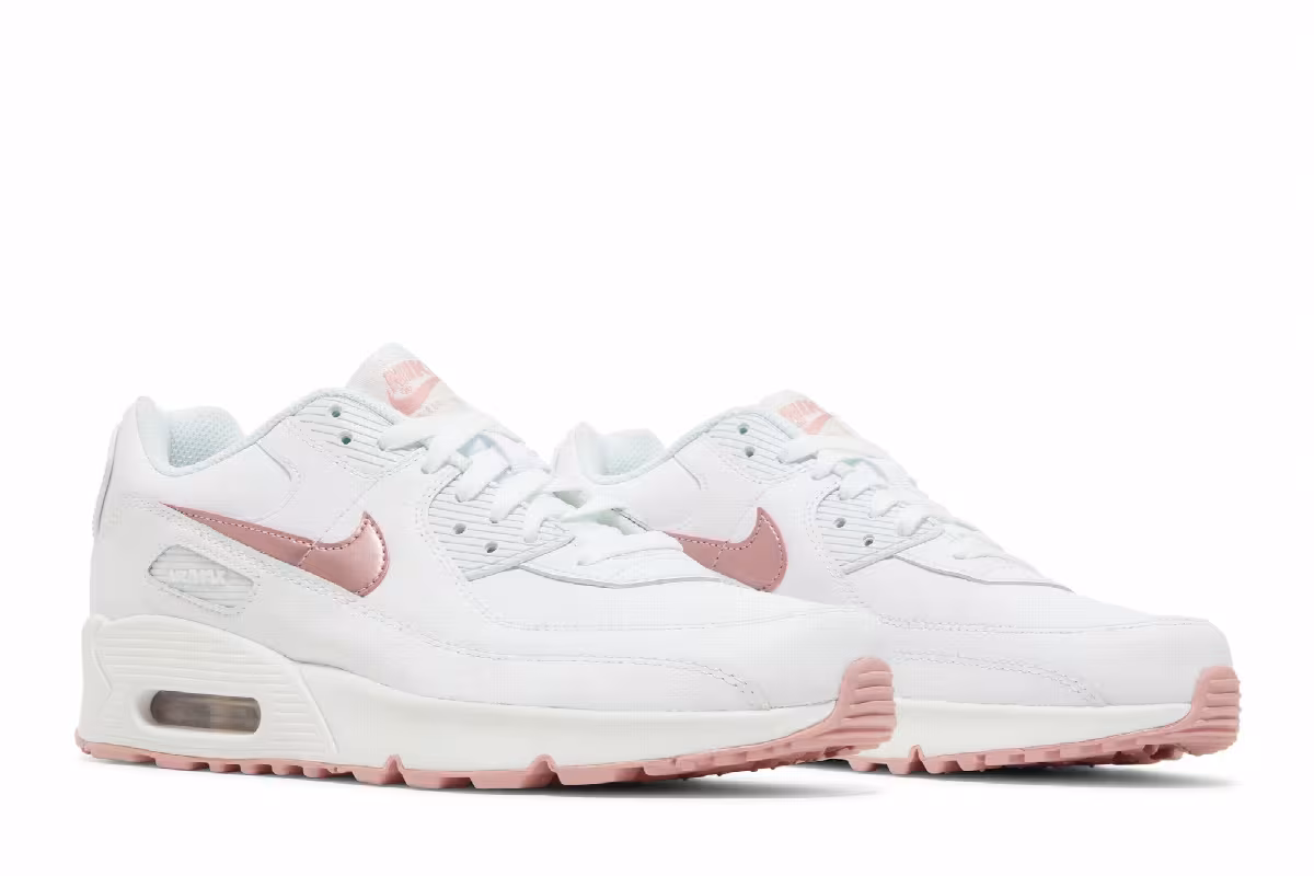 Nike Air Max 90 Leather GS White Pink Glaze, view 9