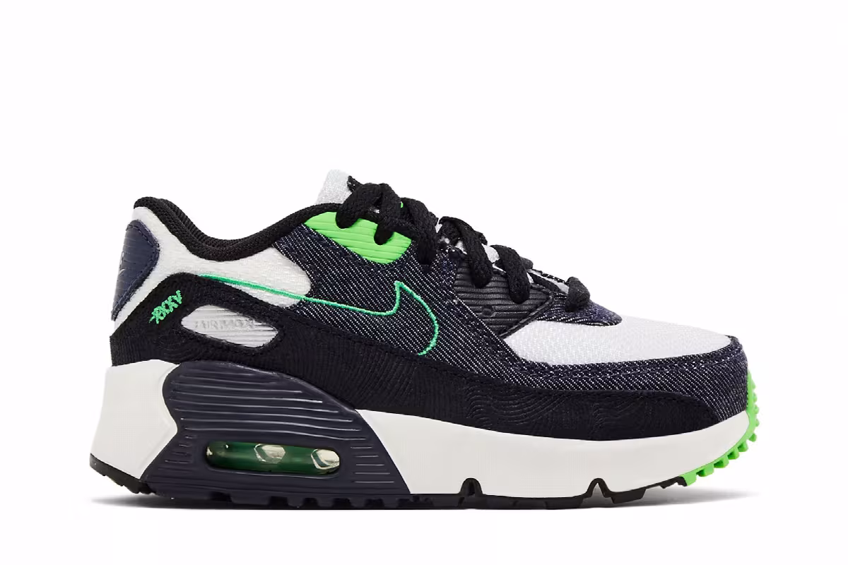 Nike Air Max 90 Leather SE TD Black Scream Green, view 2