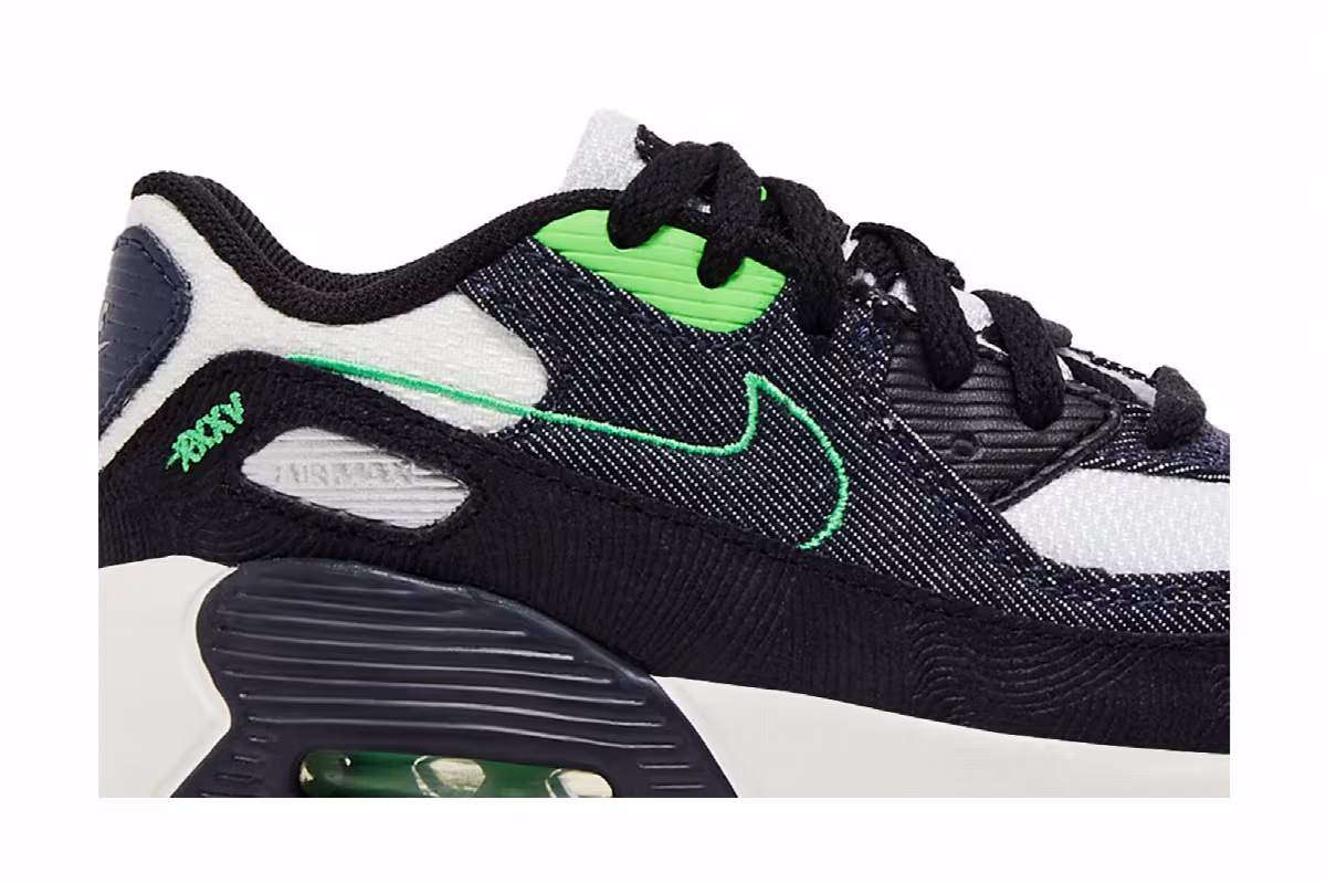 Nike Air Max 90 Leather SE TD Black Scream Green, view 3