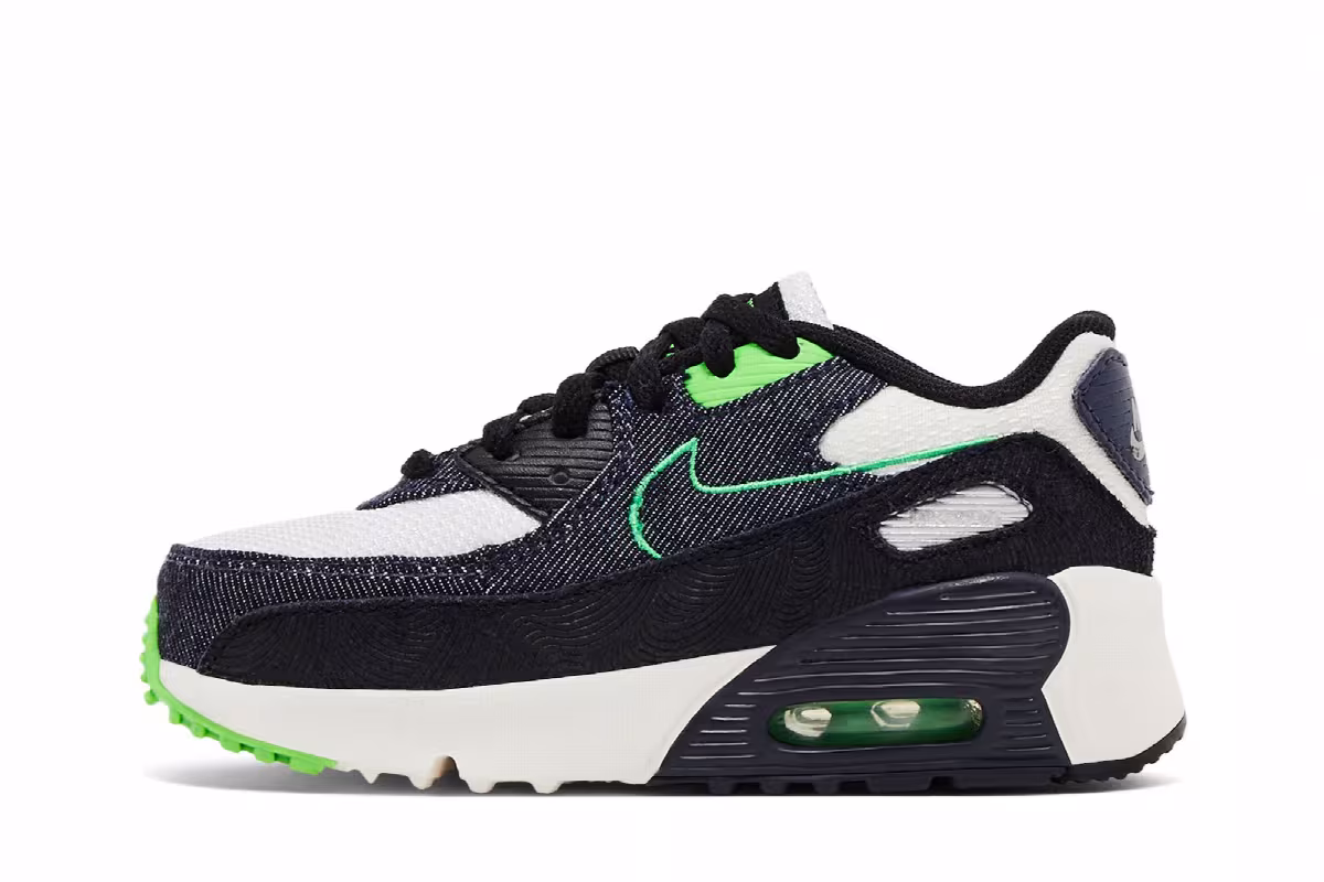 Nike Air Max 90 Leather SE TD Black Scream Green, view 4
