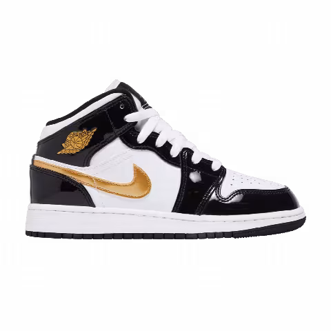 Air Jordan 1 Mid Patent SE GS 'Black Gold'