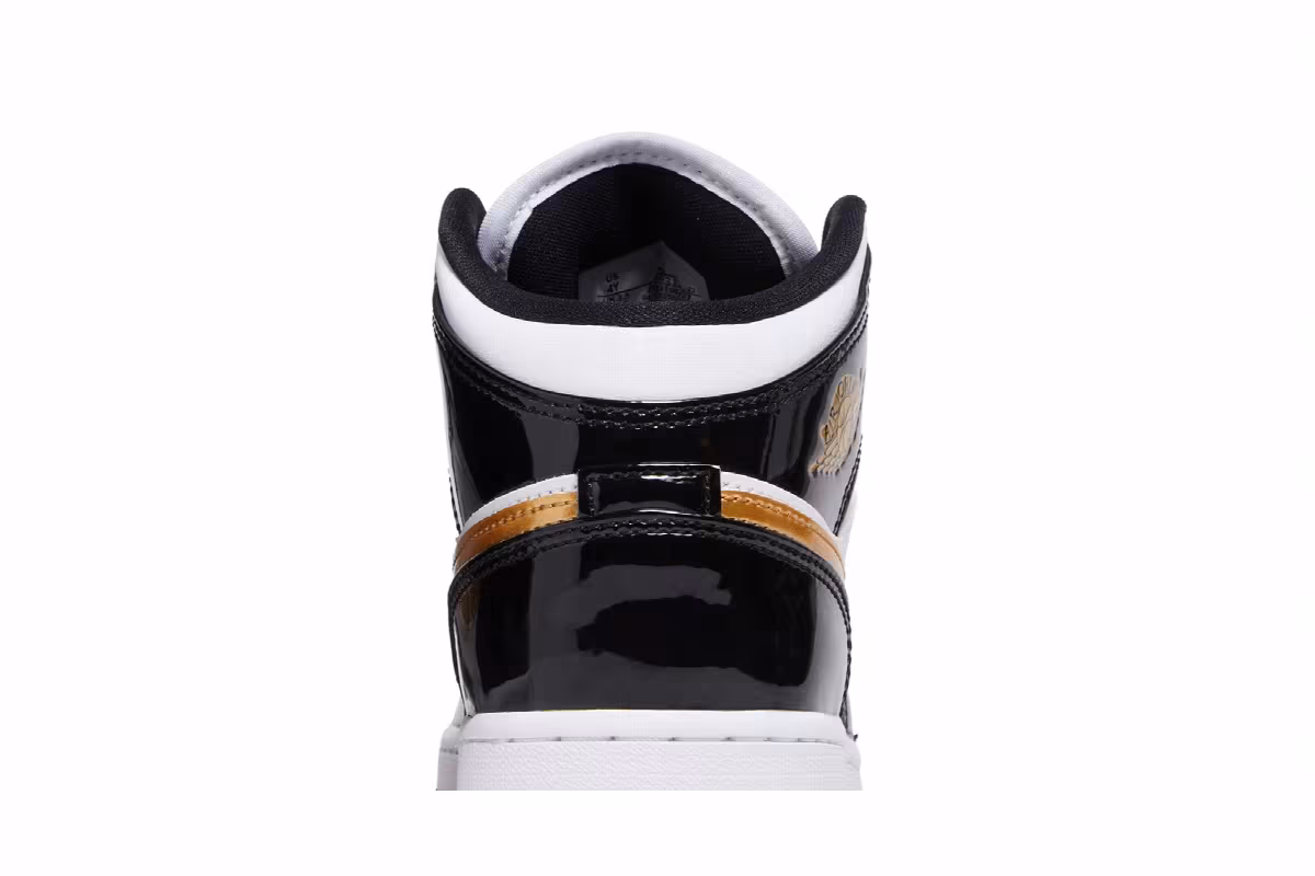 Air Jordan 1 Mid Patent SE GS Black Gold, view 8