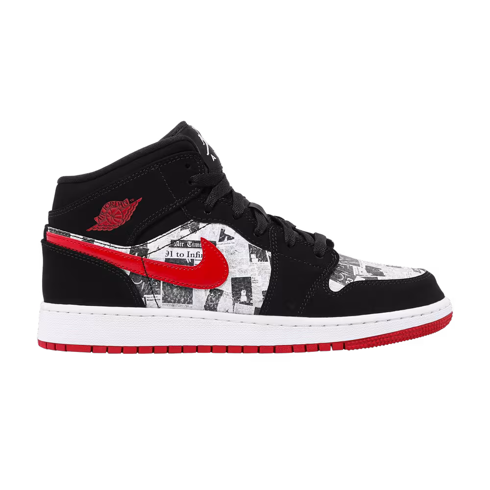 Air Jordan 1 Mid SE GS Newspaper Air Times