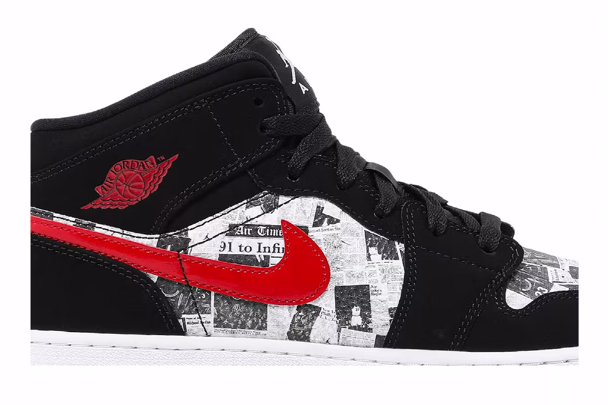 Air Jordan 1 Mid SE GS Newspaper Air Times, view 3