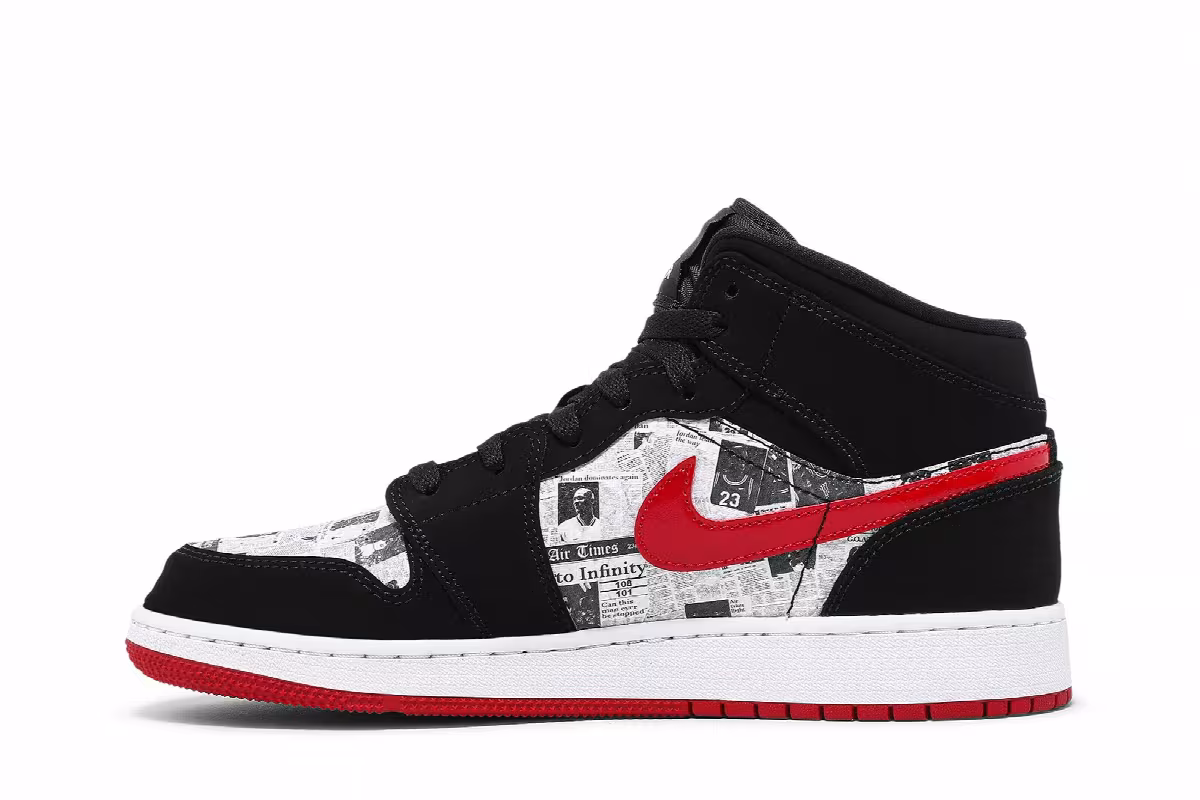 Air Jordan 1 Mid SE GS Newspaper Air Times, view 4