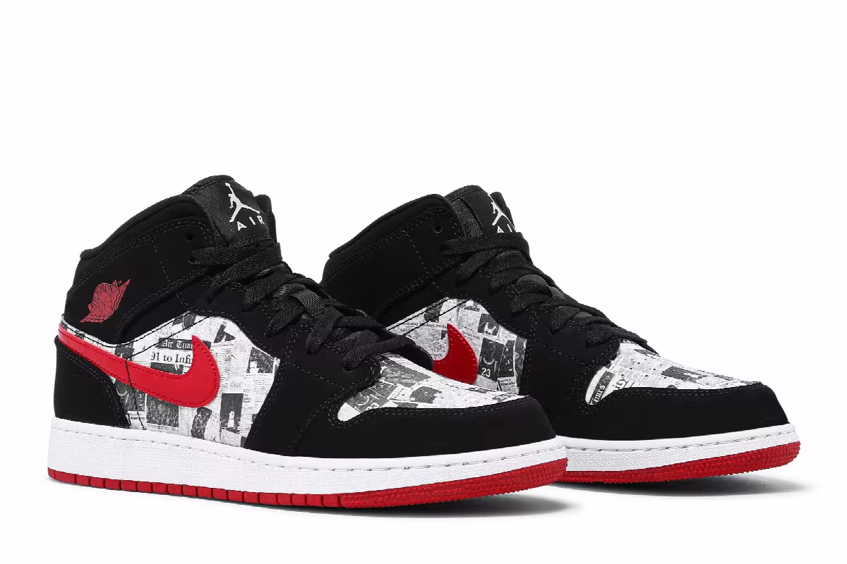 Air Jordan 1 Mid SE GS Newspaper Air Times, view 9