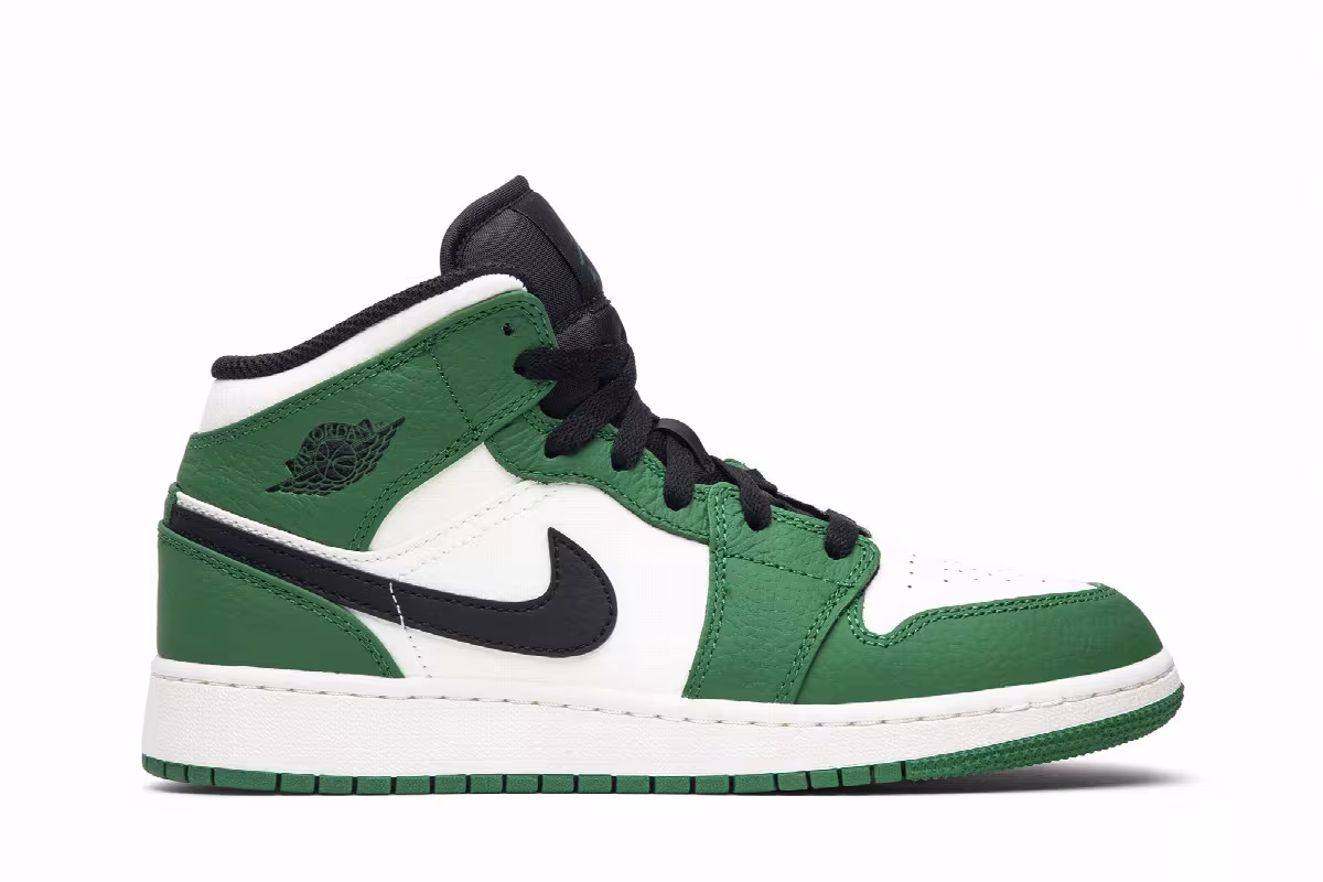 Air Jordan 1 Mid SE GS Pine Green, view 2