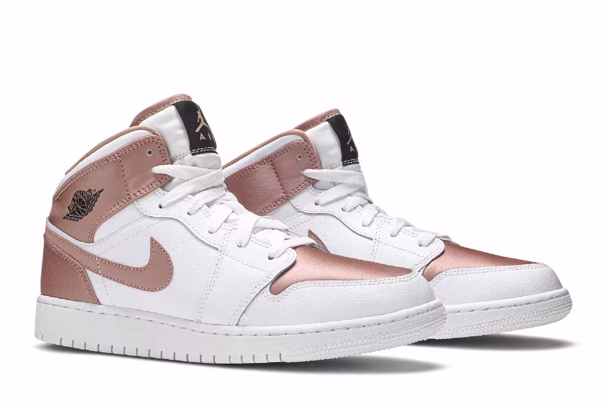 Air Jordan 1 Mid GS White Rose Gold, view 9
