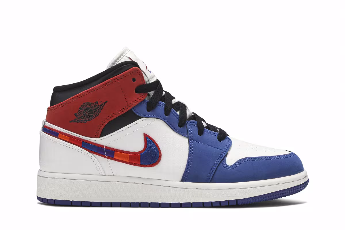 Air Jordan 1 MID SE GS Multicolored Swoosh, view 2
