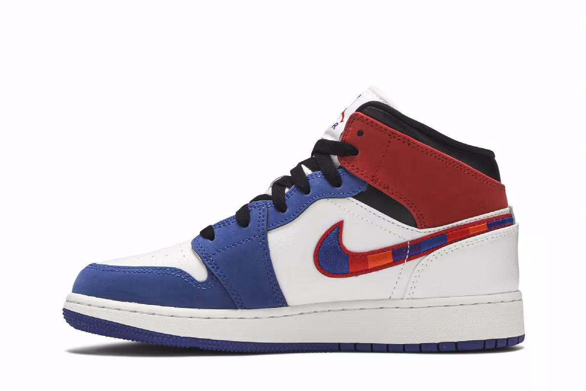 Air Jordan 1 MID SE GS Multicolored Swoosh, view 4