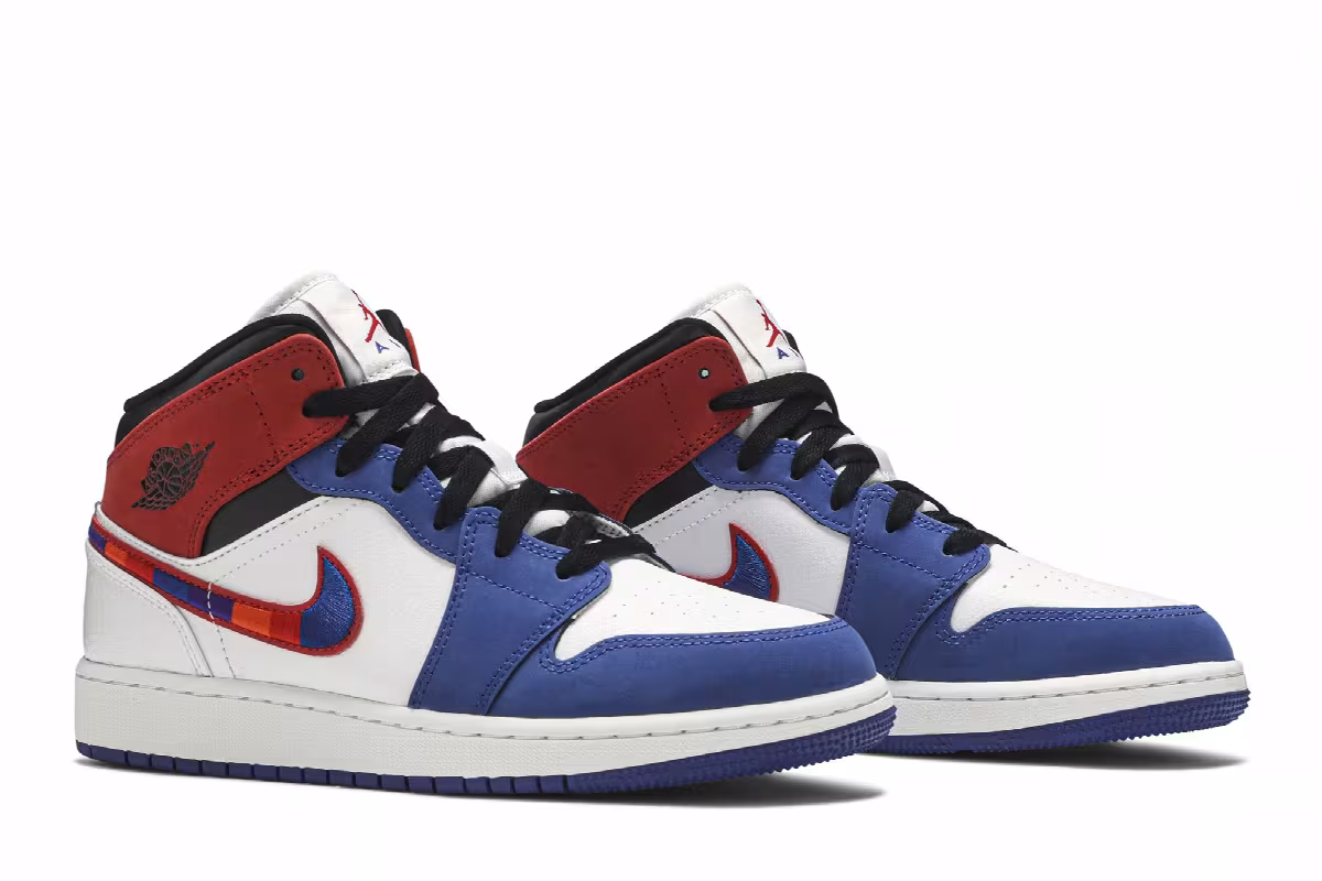 Air Jordan 1 MID SE GS Multicolored Swoosh, view 9