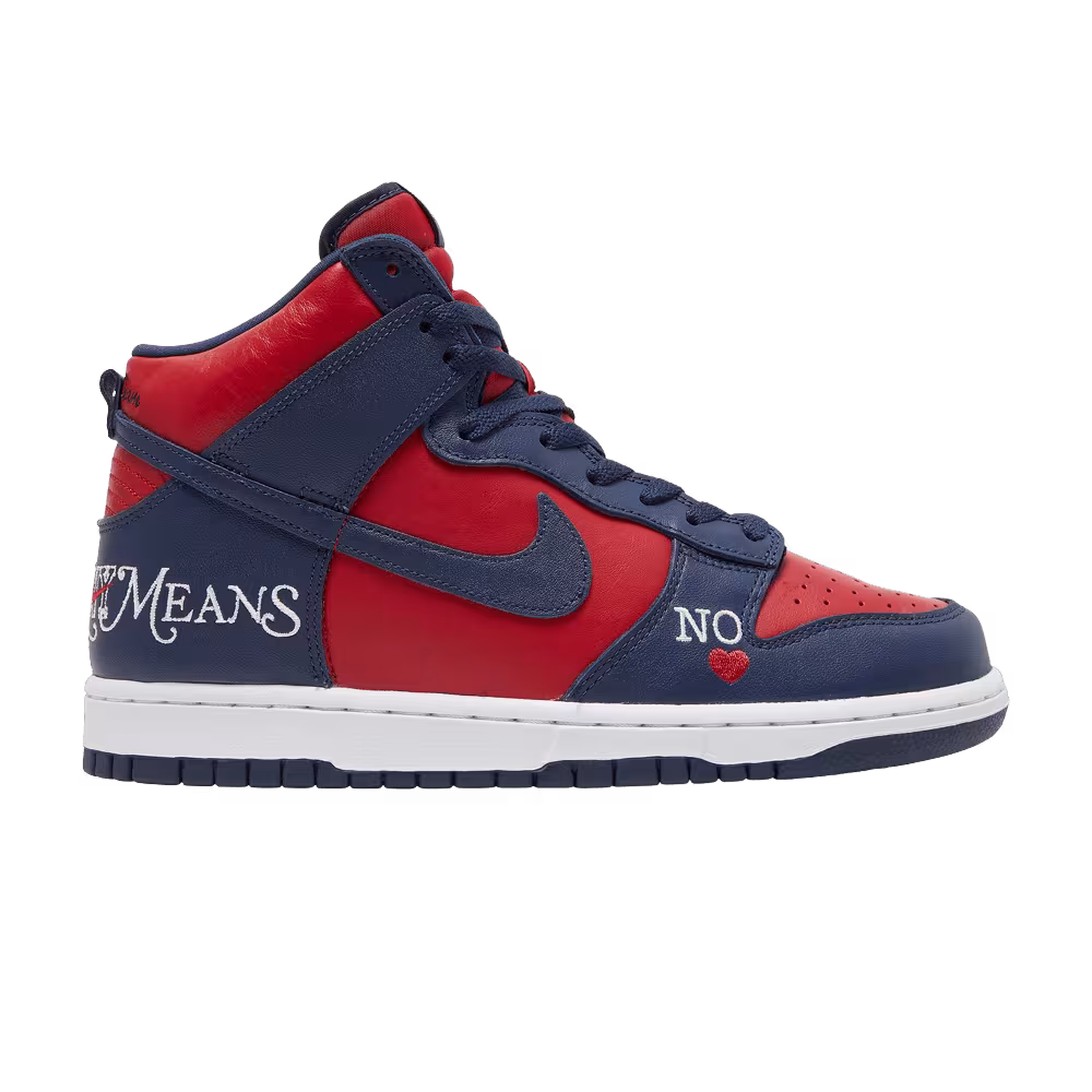 Supreme x Nike Dunk High SB By Any Means - Red Navy