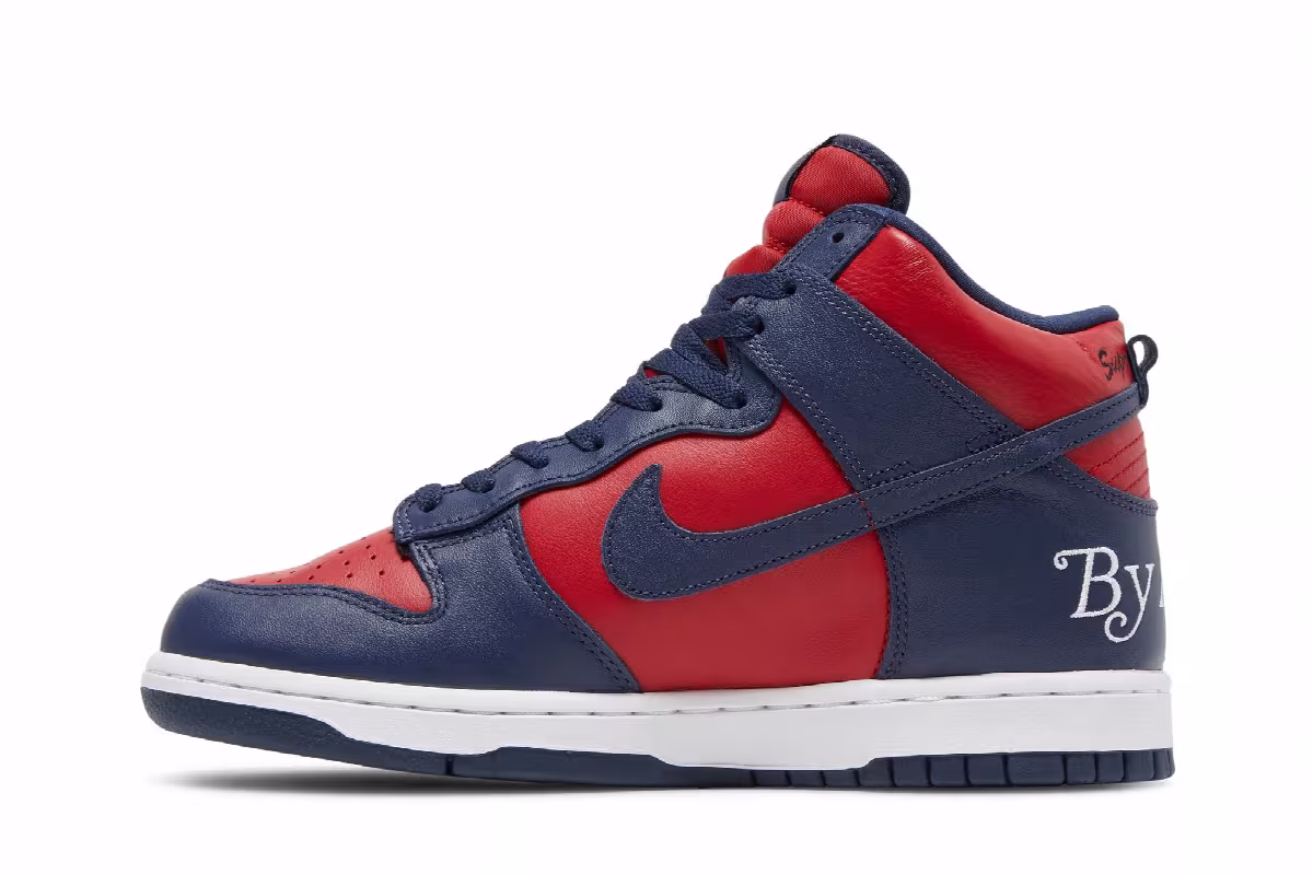 Supreme x Nike Dunk High SB By Any Means - Red Navy, view 4