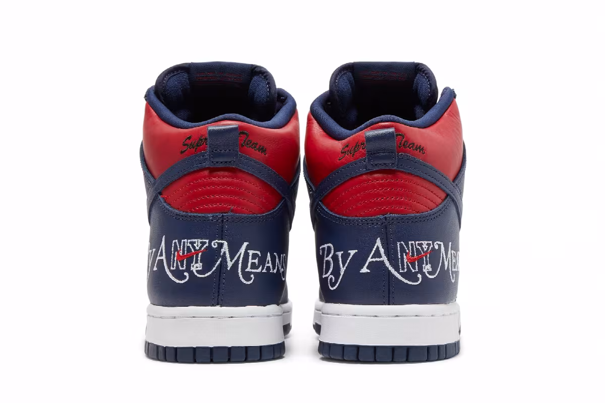 Supreme x Nike Dunk High SB By Any Means - Red Navy, view 7