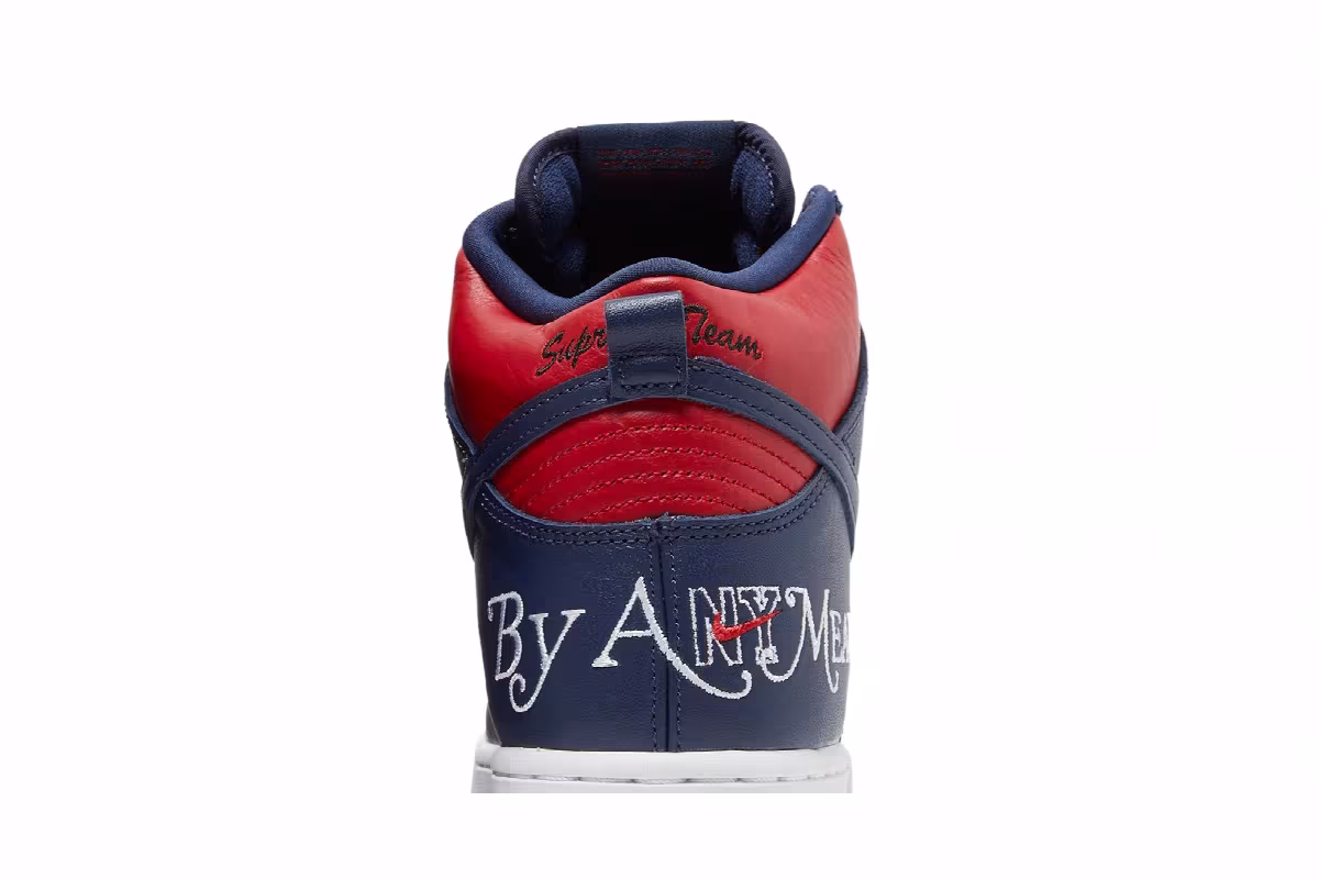Supreme x Nike Dunk High SB By Any Means - Red Navy, view 8