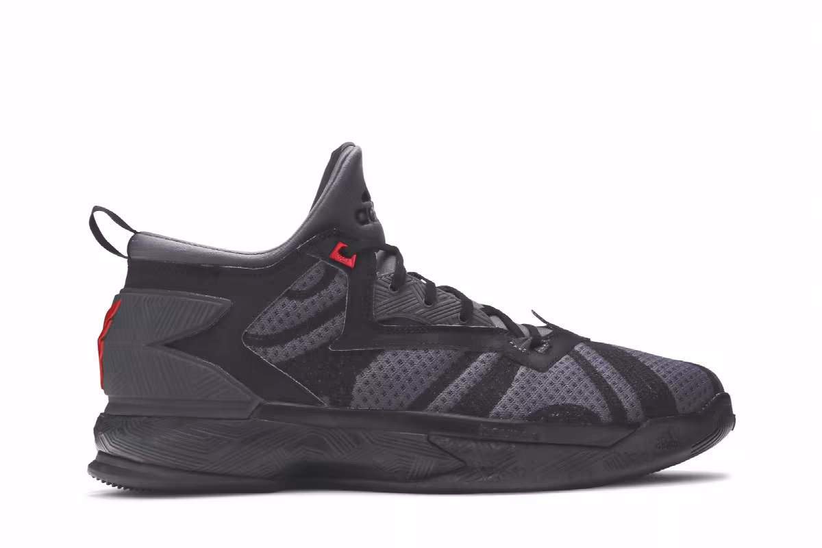 Adidas D Lillard 2 Core Black Vivid Red, view 2