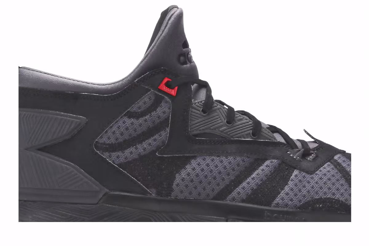 Adidas D Lillard 2 Core Black Vivid Red, view 3