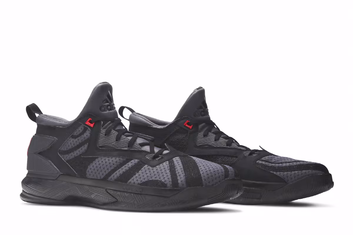 Adidas D Lillard 2 Core Black Vivid Red, view 9
