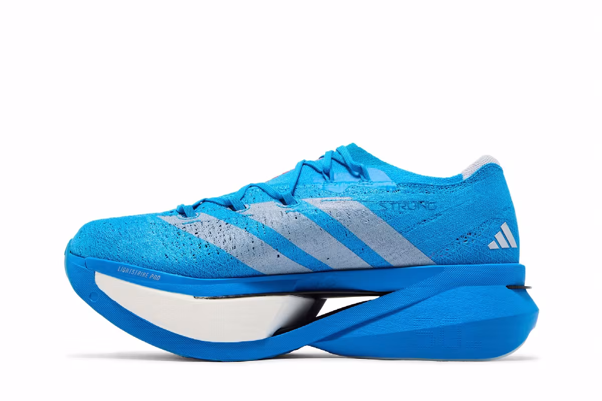 adidas Adizero Prime X3 Strung Solar Blue Silver Metallic Lucid Red, view 4