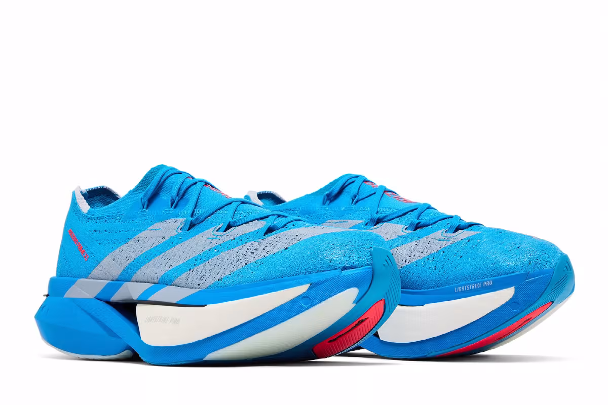 adidas Adizero Prime X3 Strung Solar Blue Silver Metallic Lucid Red, view 9
