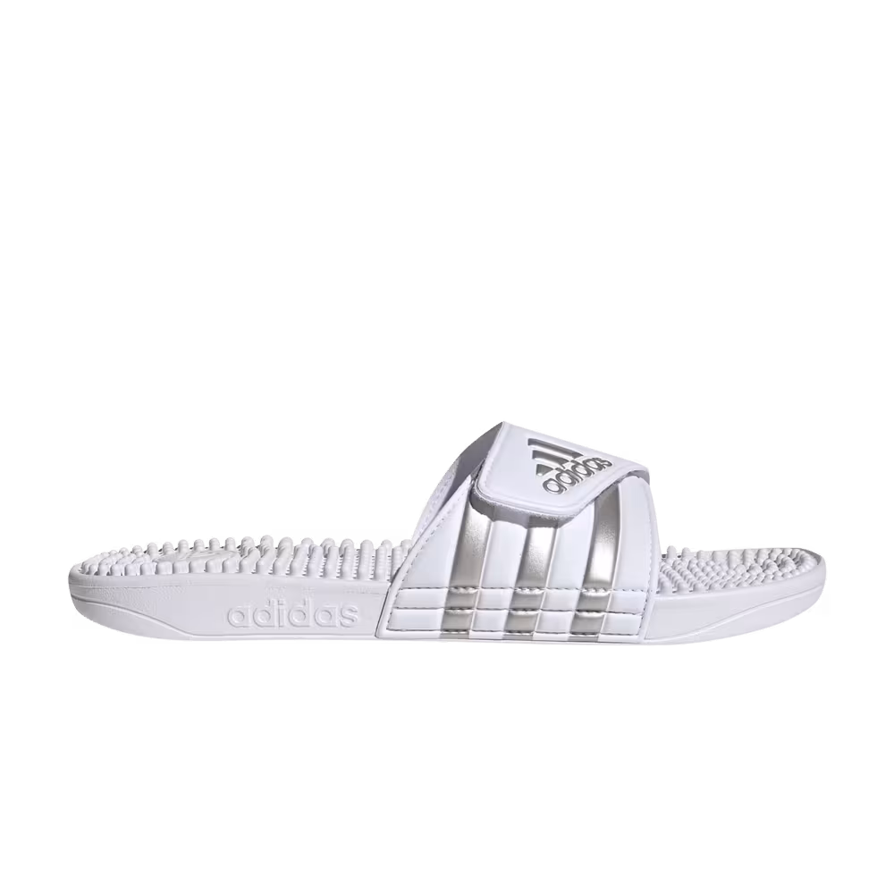 Adidas Adissage Slides White Platinum Metallic