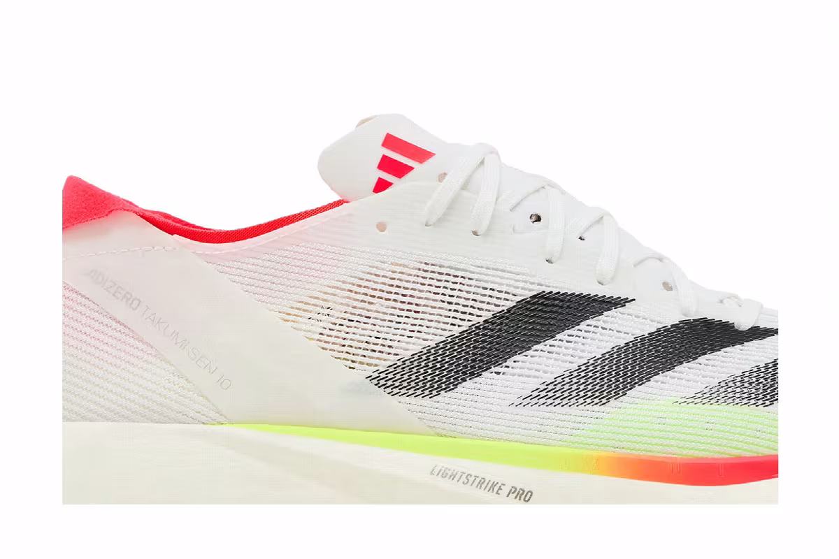 Adidas Women's Adizero Takumi Sen 10 White Black Lucid Red, view 3
