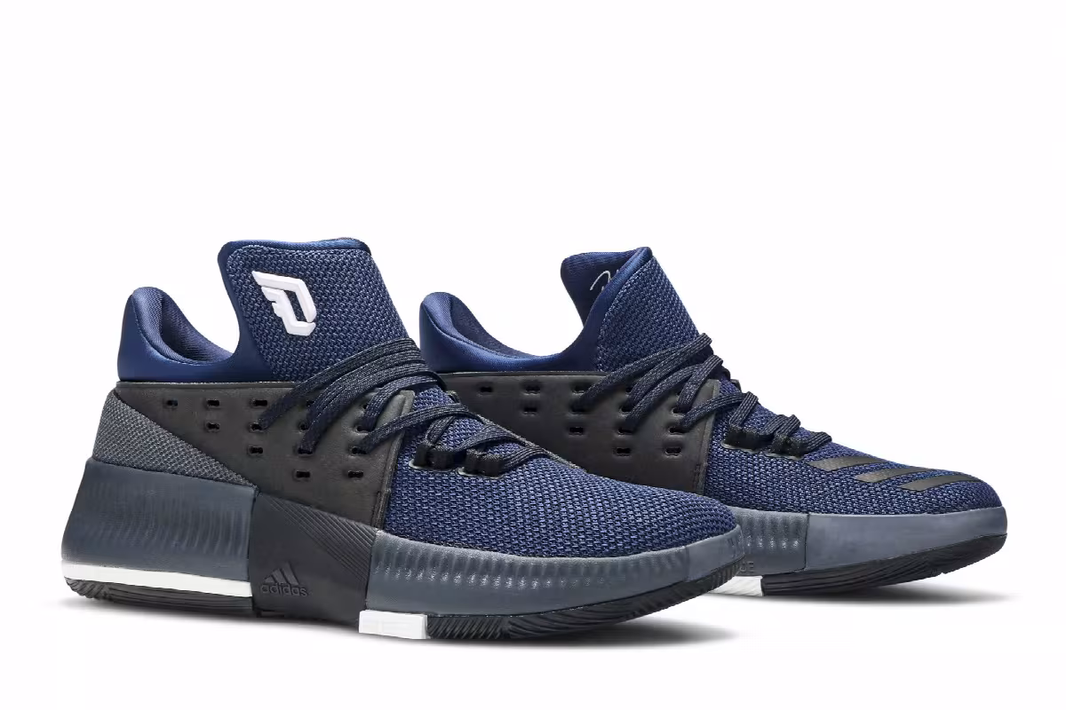 adidas D Lillard 3 J Utility Black Mystery Blue, view 9