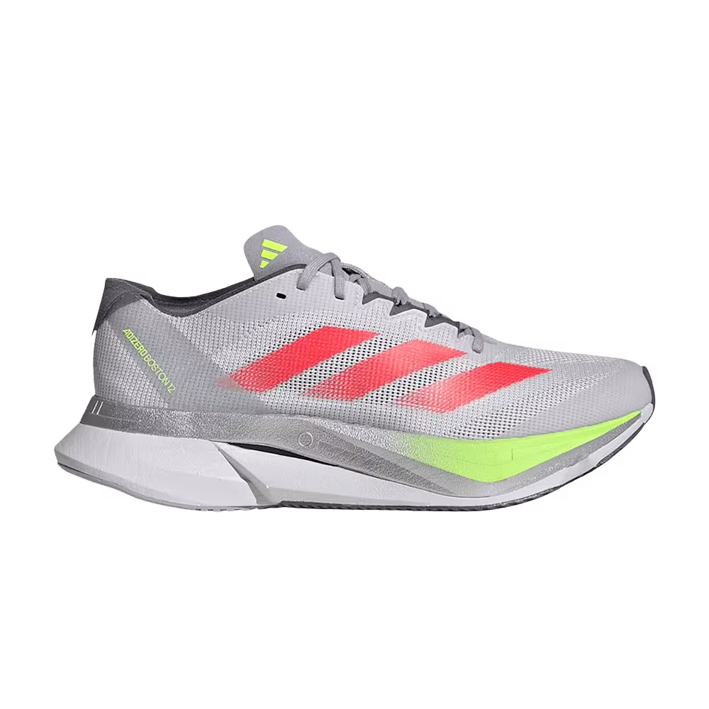 adidas Women's Adizero Boston 12 Dash Grey Lucid Red Lucid Lemon