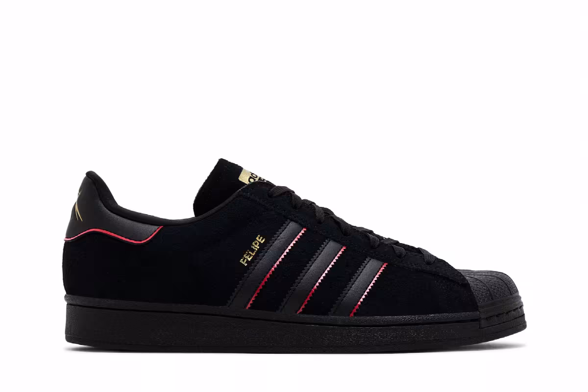 Felipe Gustavo x adidas Superstar ADV Black Scarlet, view 2