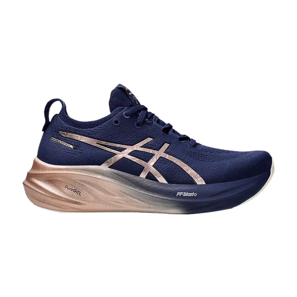 ASICS Women's Gel Nimbus 26 Platinum Blue Expanse Rose Gold