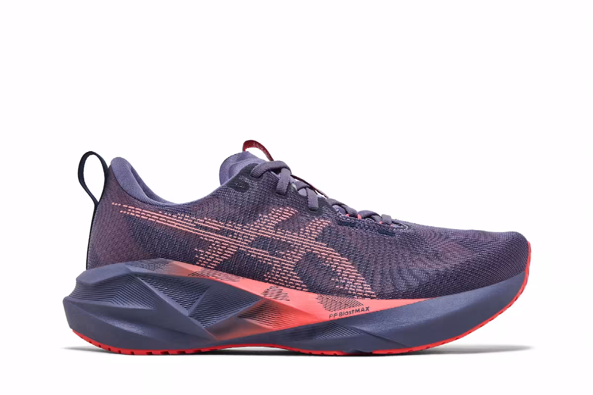 ASICS Women's Novablast 5 Greyish Purple Coral Reef, view 2