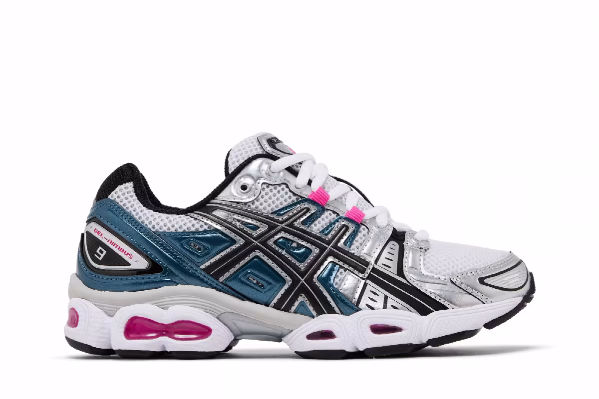 ASICS Women's Gel Nimbus 9 Blue Pink Glo, view 2