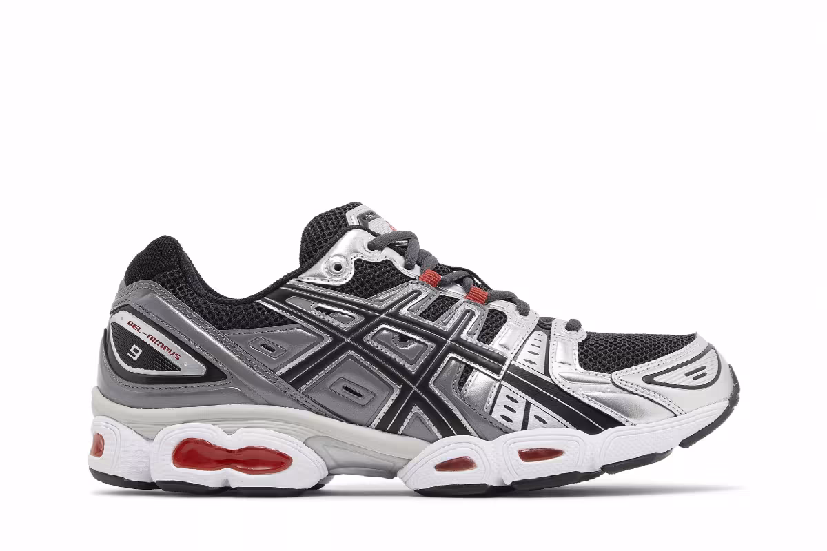 ASICS Gel Nimbus 9 Graphite Grey Red, view 2