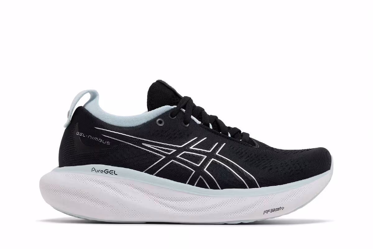 Asics Women's Gel Nimbus 25 Black Reborn Blue, view 2