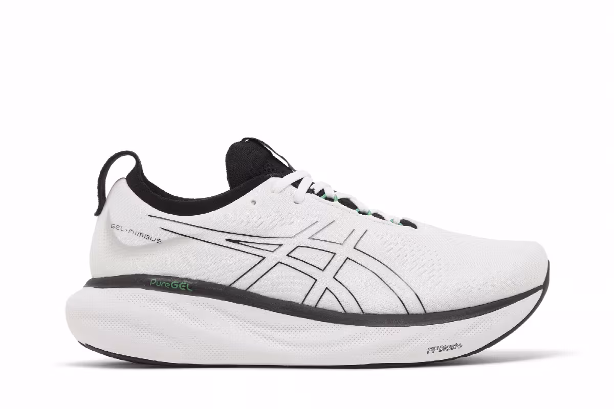 ASICS Gel Nimbus 25 White Black Green, view 2