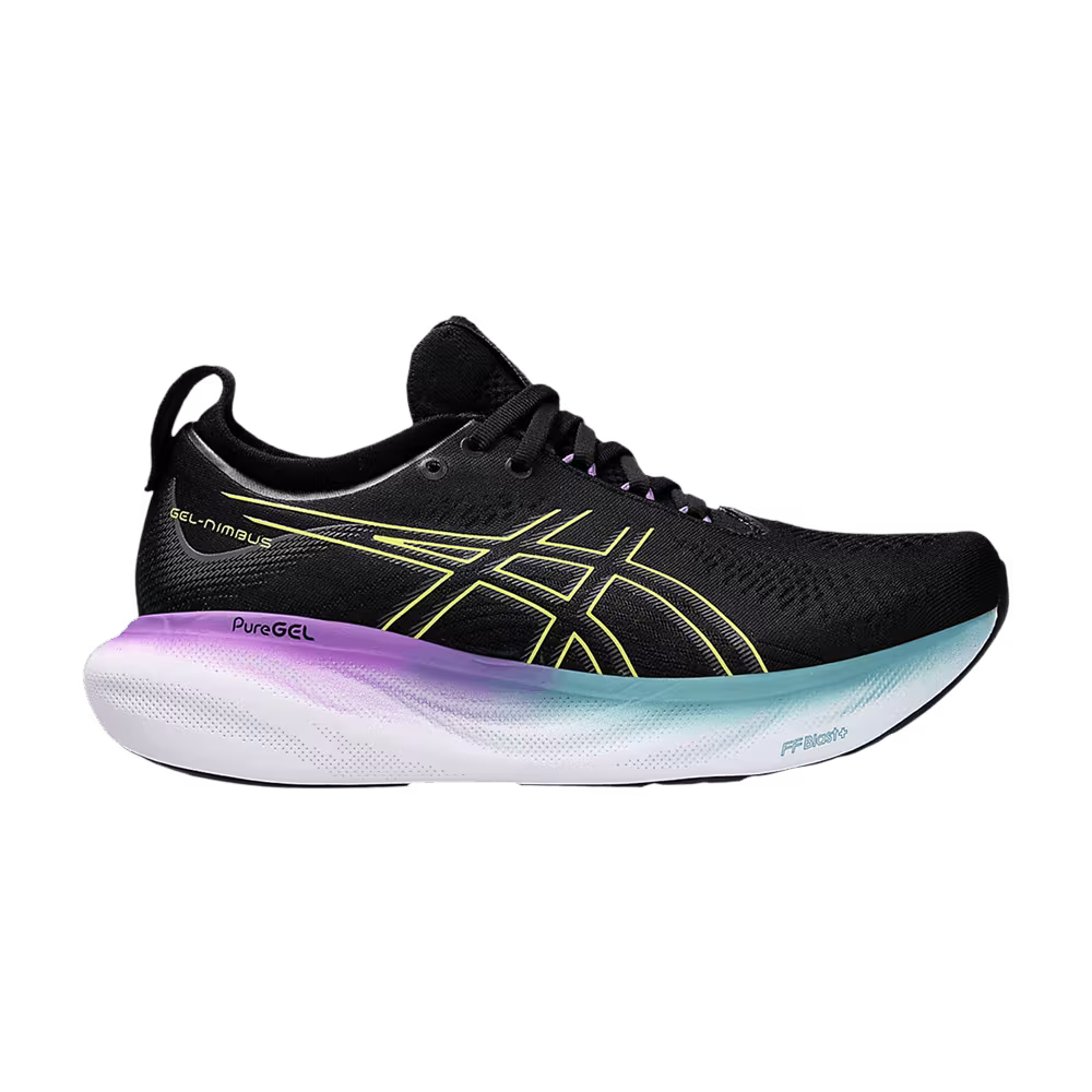 Asics Women's Gel Nimbus 25 Wide Black Glow Yellow