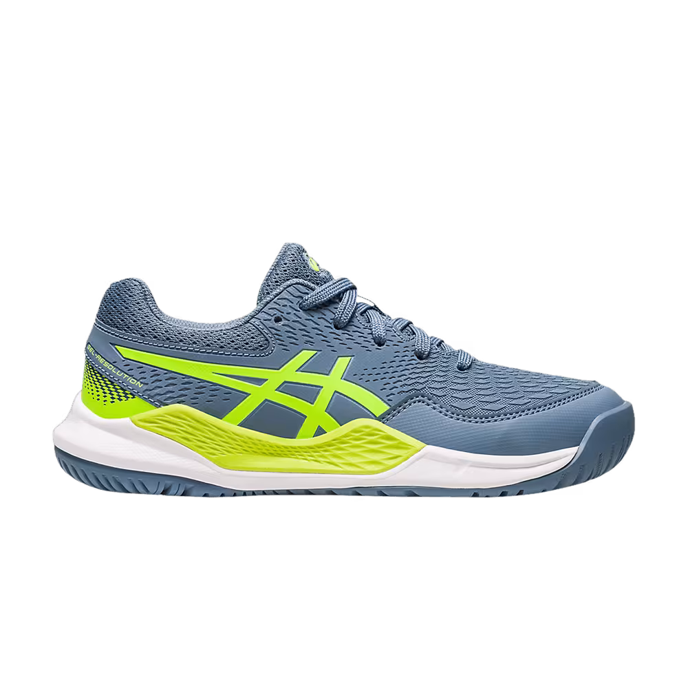 Asics Gel Resolution 9 GS Steel Blue Hazard Green
