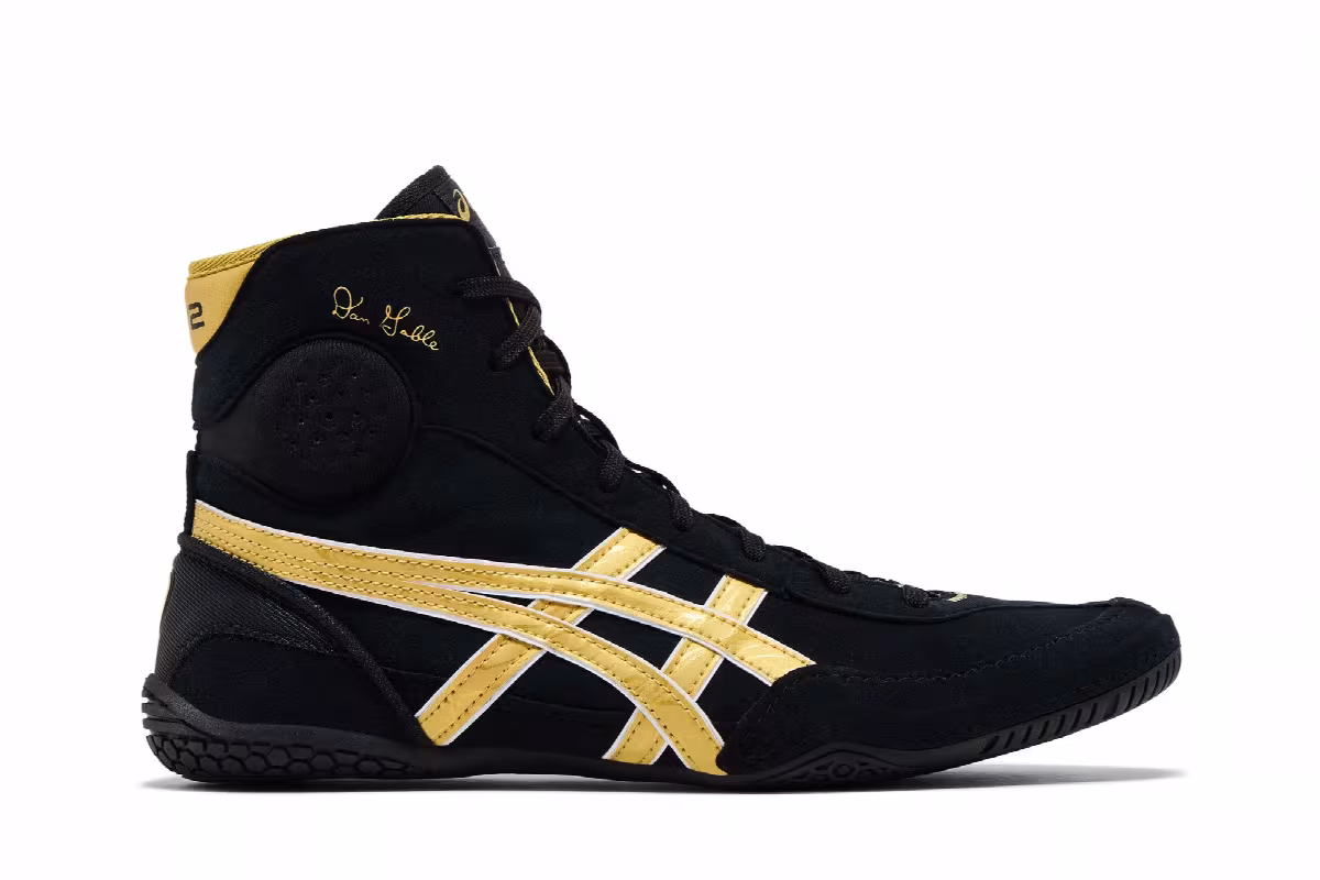 ASICS Dan Gable Evo 3 Black Rich Gold, view 2