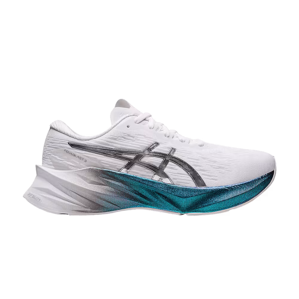 Asics Women's Novablast 3 Platinum White Metallic Blue