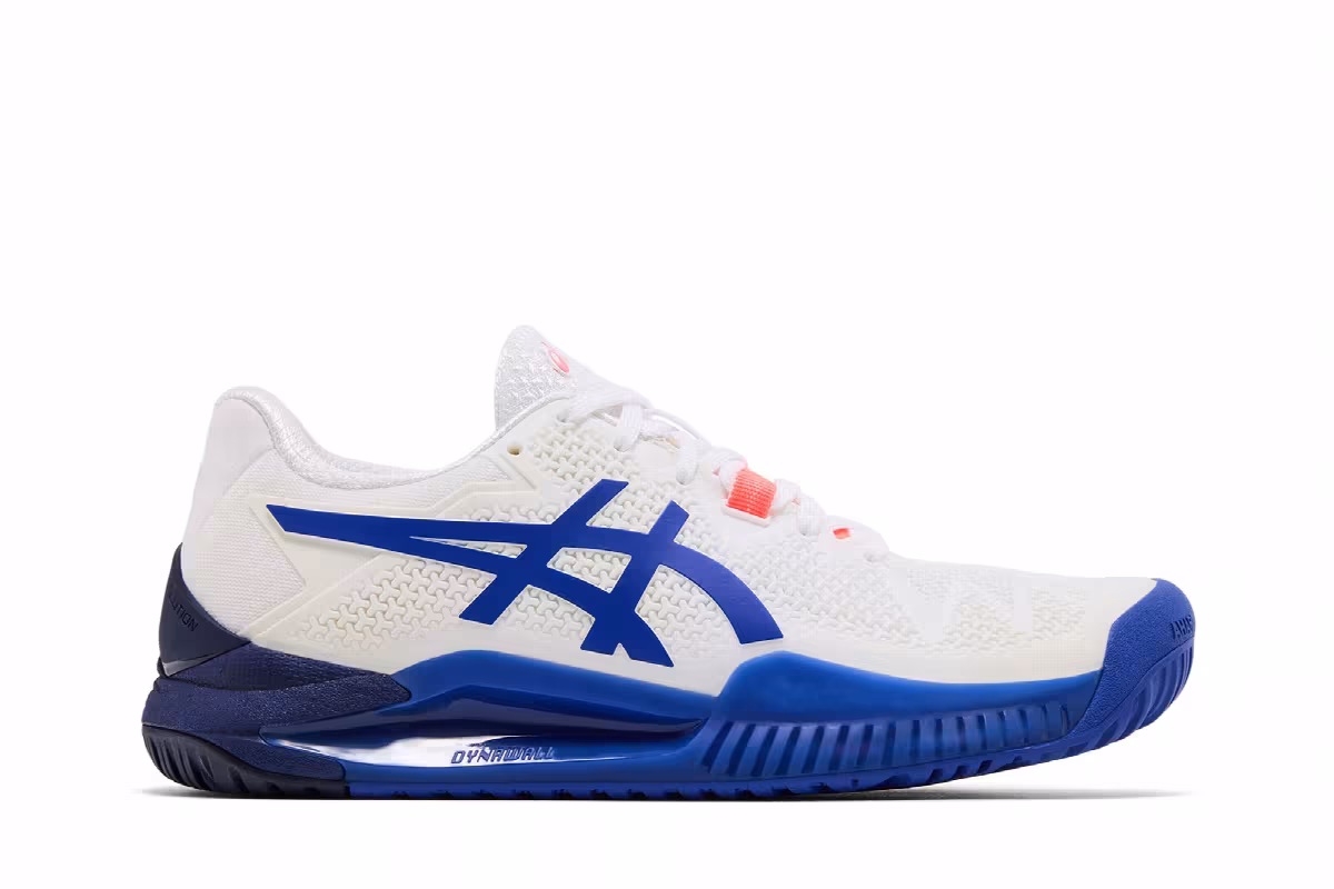 ASICS Women's Gel Resolution 8 White Lapis Lazuli Blue, view 2