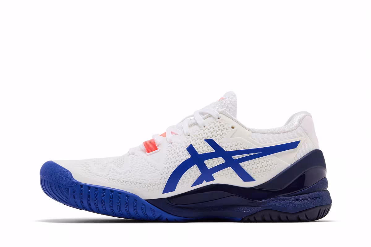 ASICS Women's Gel Resolution 8 White Lapis Lazuli Blue, view 4