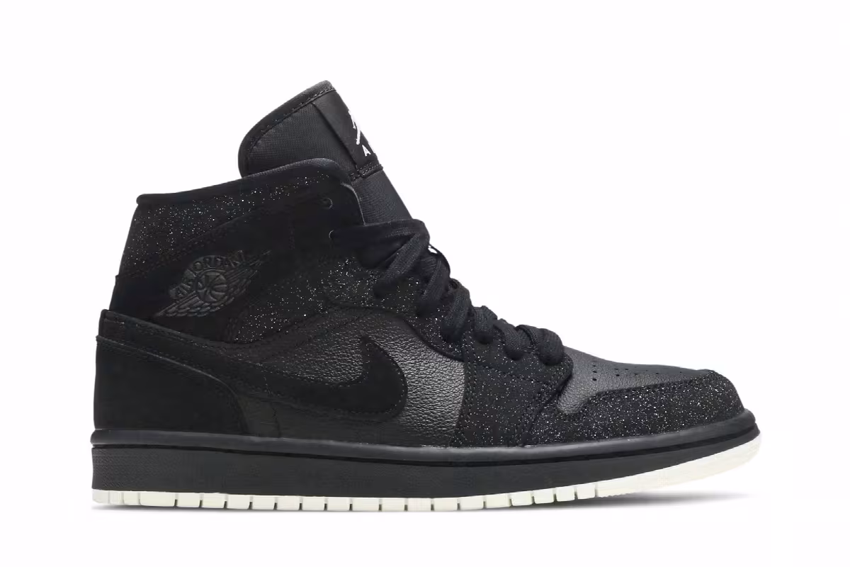 Women's Air Jordan 1 Mid Black Glitter, view 2