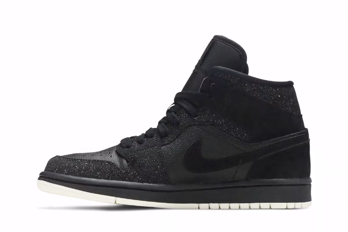 Women's Air Jordan 1 Mid Black Glitter, view 4