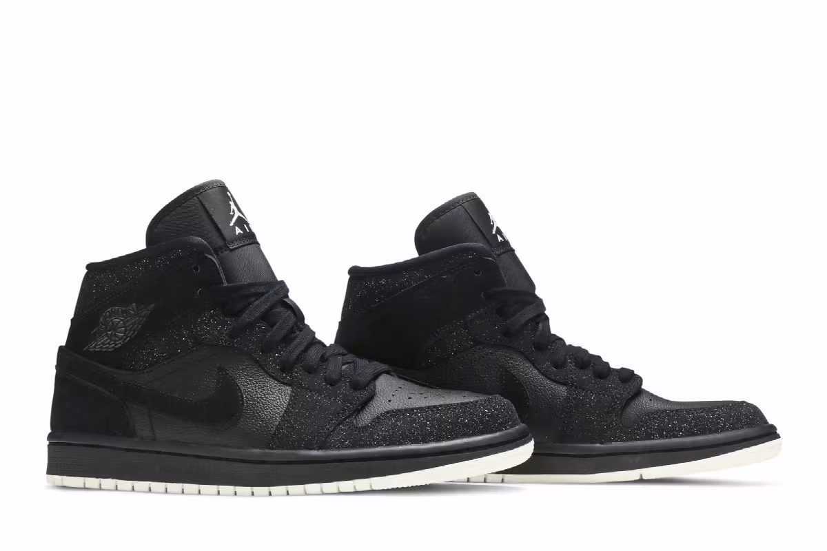 Women's Air Jordan 1 Mid Black Glitter, view 9