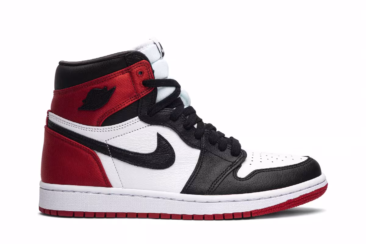 Women's Air Jordan 1 High Satin Black Toe, view 2